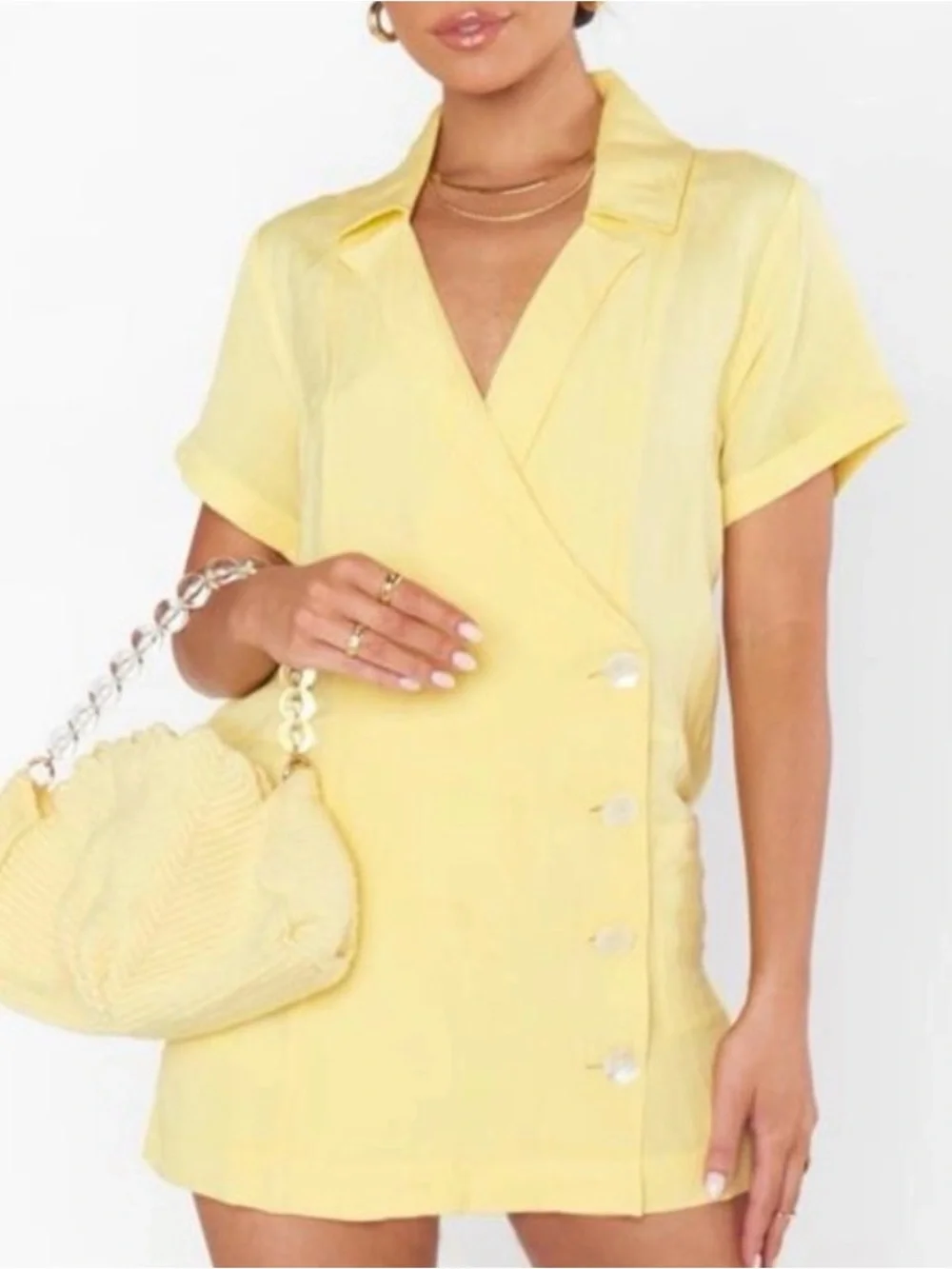 NWT SHOW ME YOUR MUMU Yellow Romper Shorts Sz M